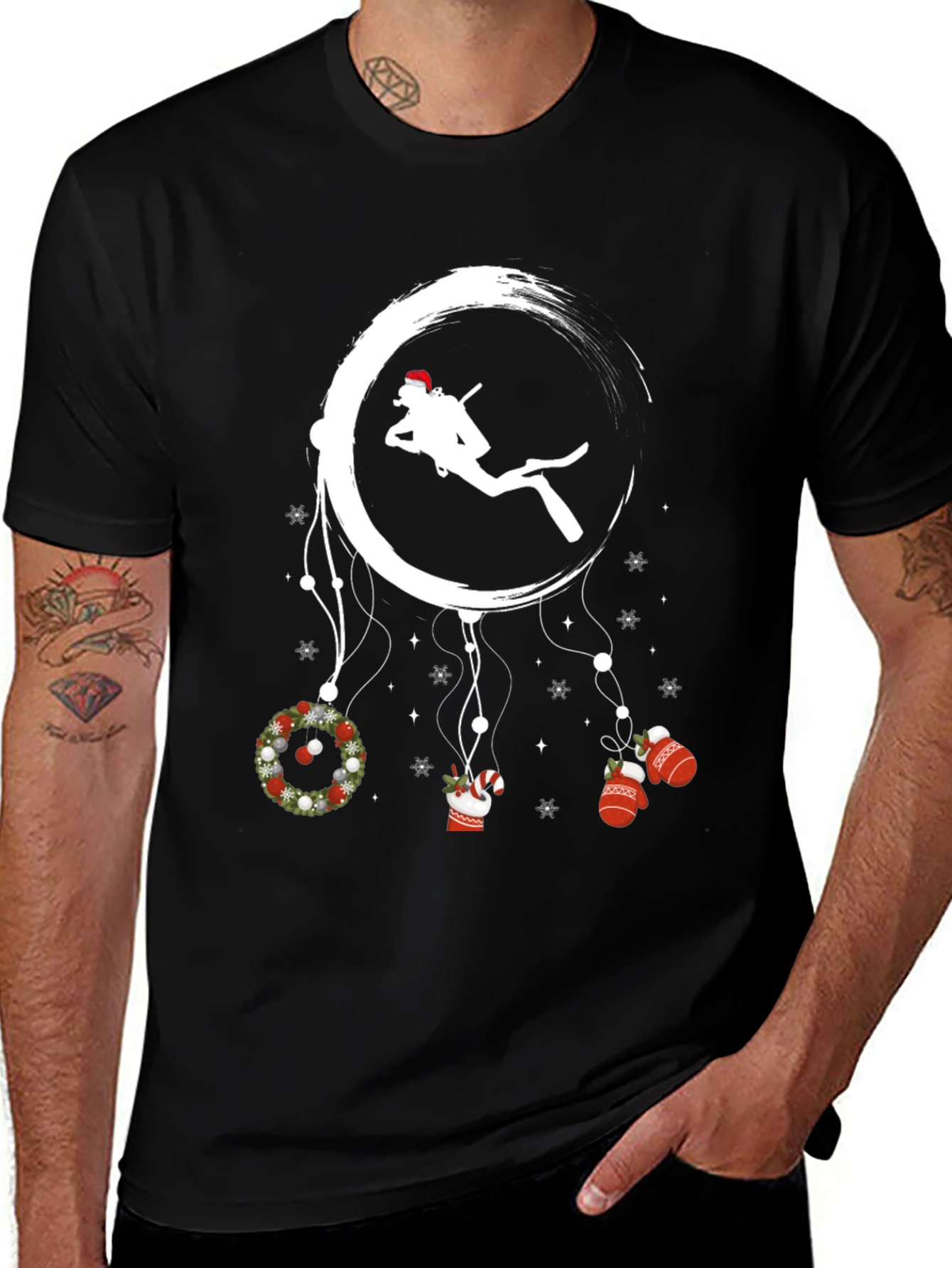 Scuba Diving Christmas Graphic T-Shirt
