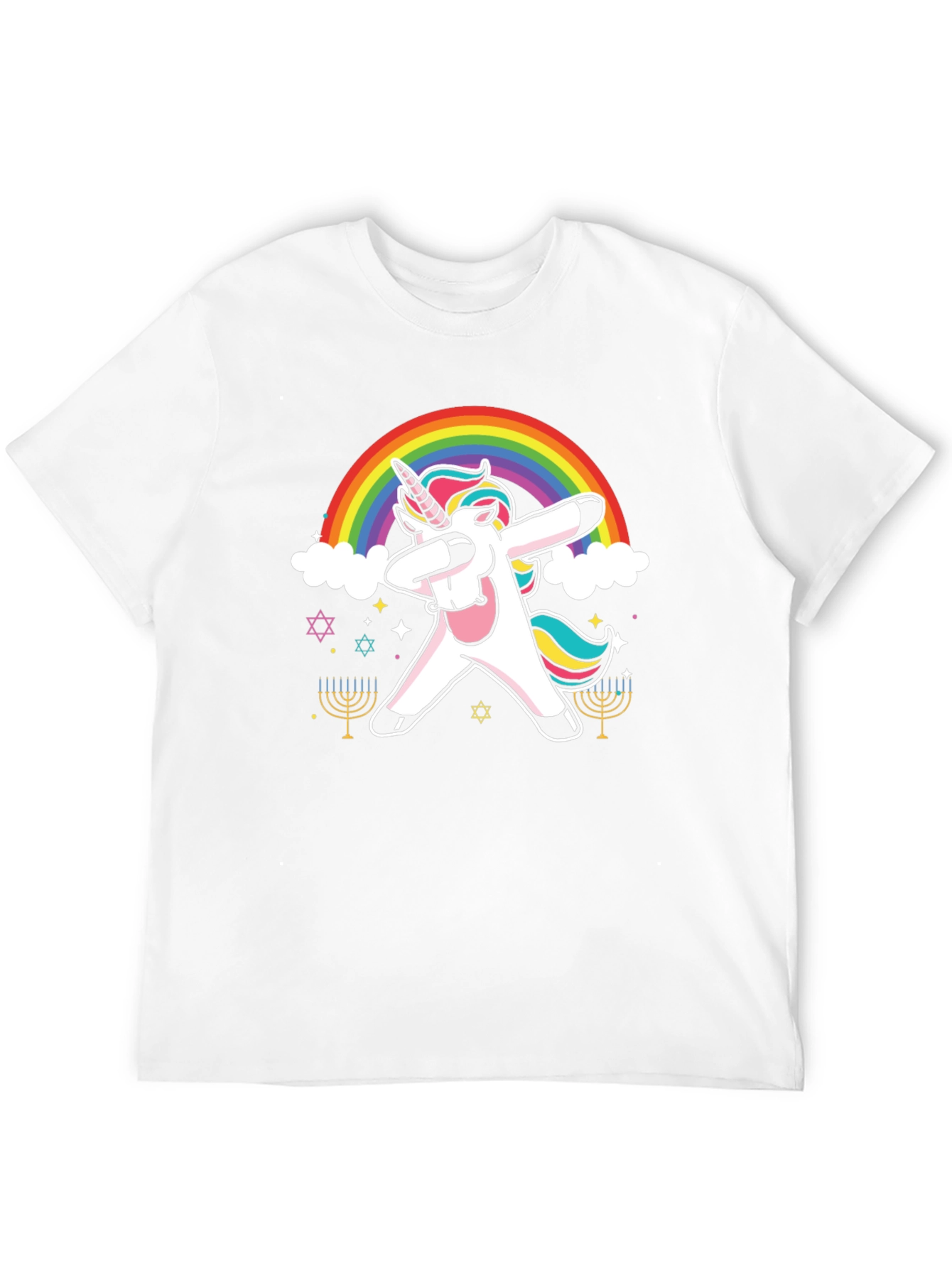 Dabbing Unicorn Rainbow Hanukkah T-Shirt