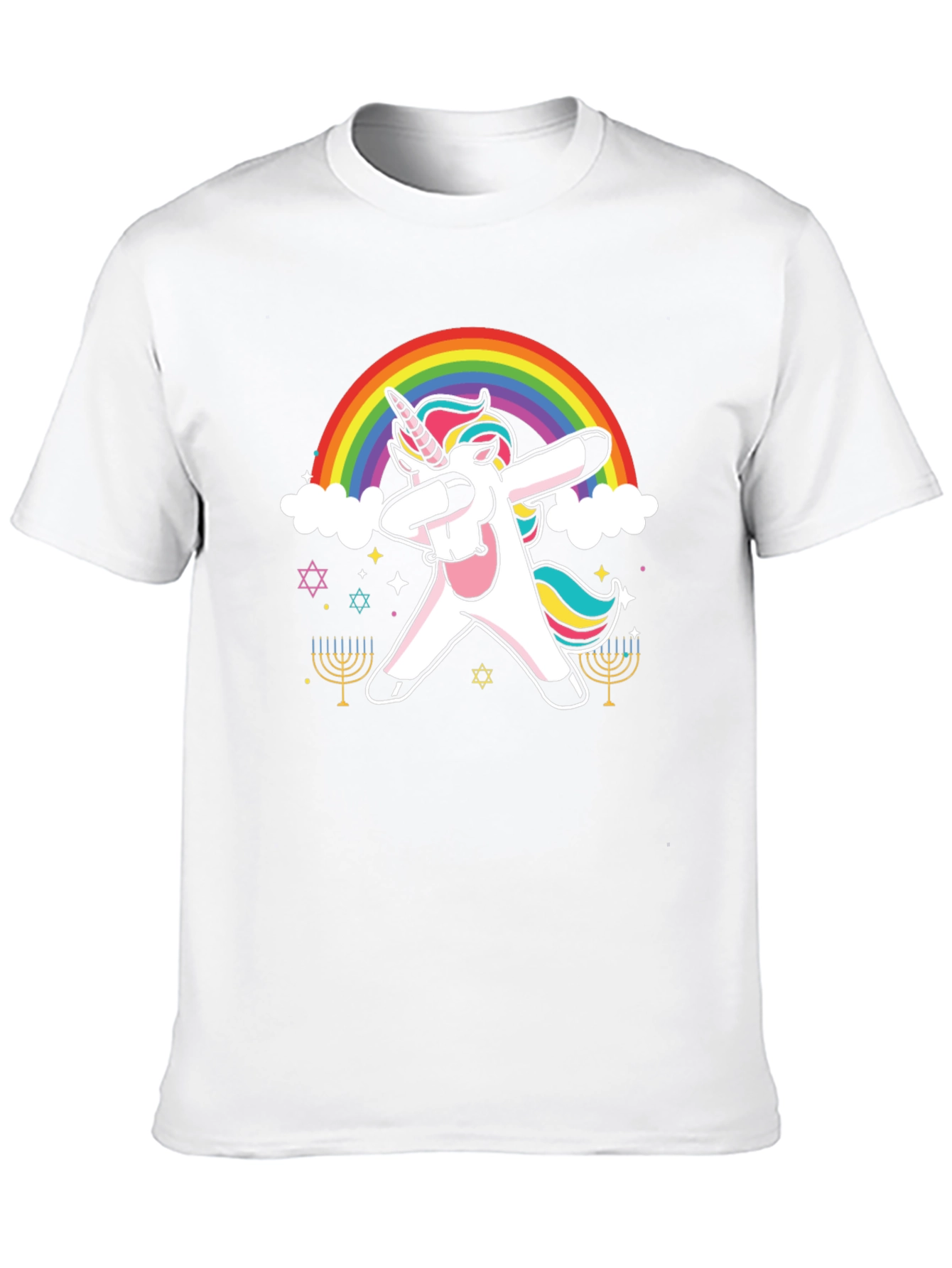 Dabbing Unicorn Rainbow Hanukkah T-Shirt