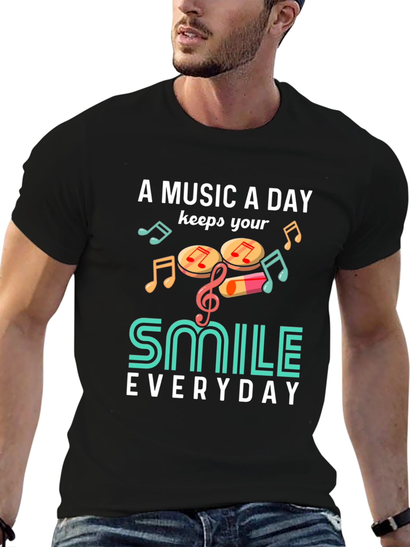 Music A Day Smile Everyday Graphic T-Shirt
