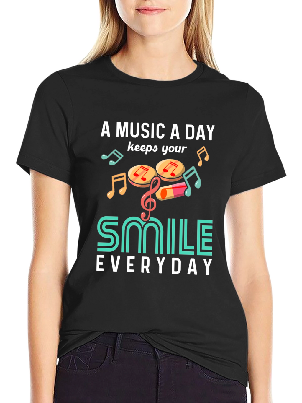 Music A Day Smile Everyday Graphic T-Shirt