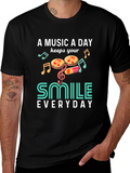 Music A Day Smile Everyday Graphic T-Shirt