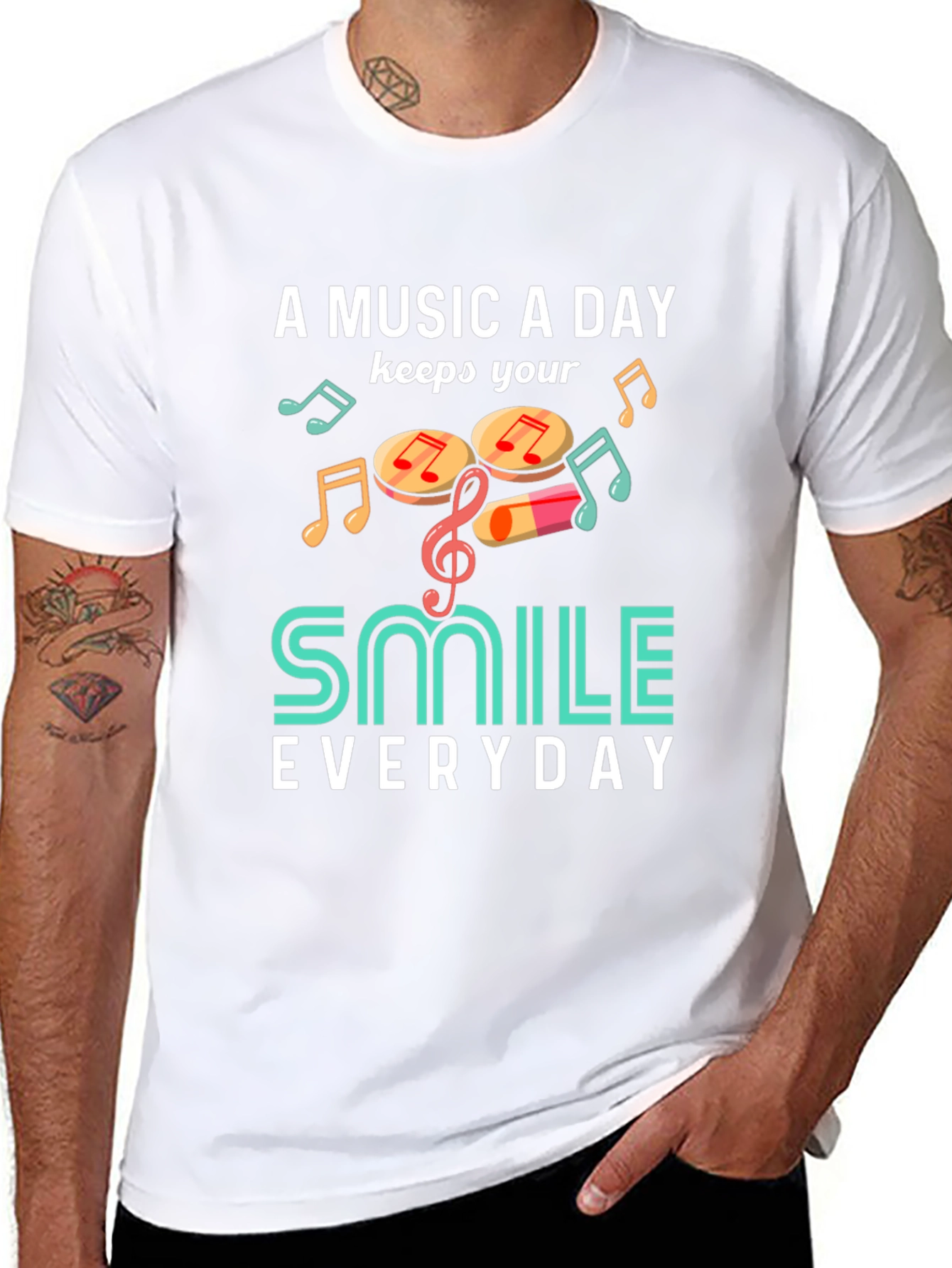 Music A Day Smile Everyday Graphic T-Shirt