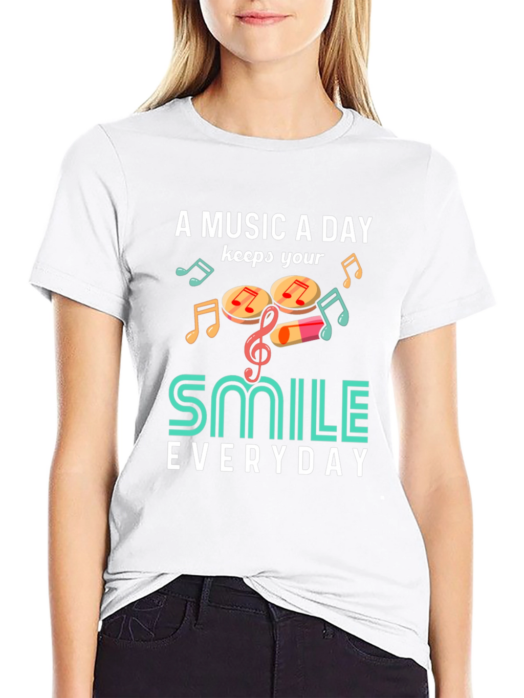 Music A Day Smile Everyday Graphic T-Shirt