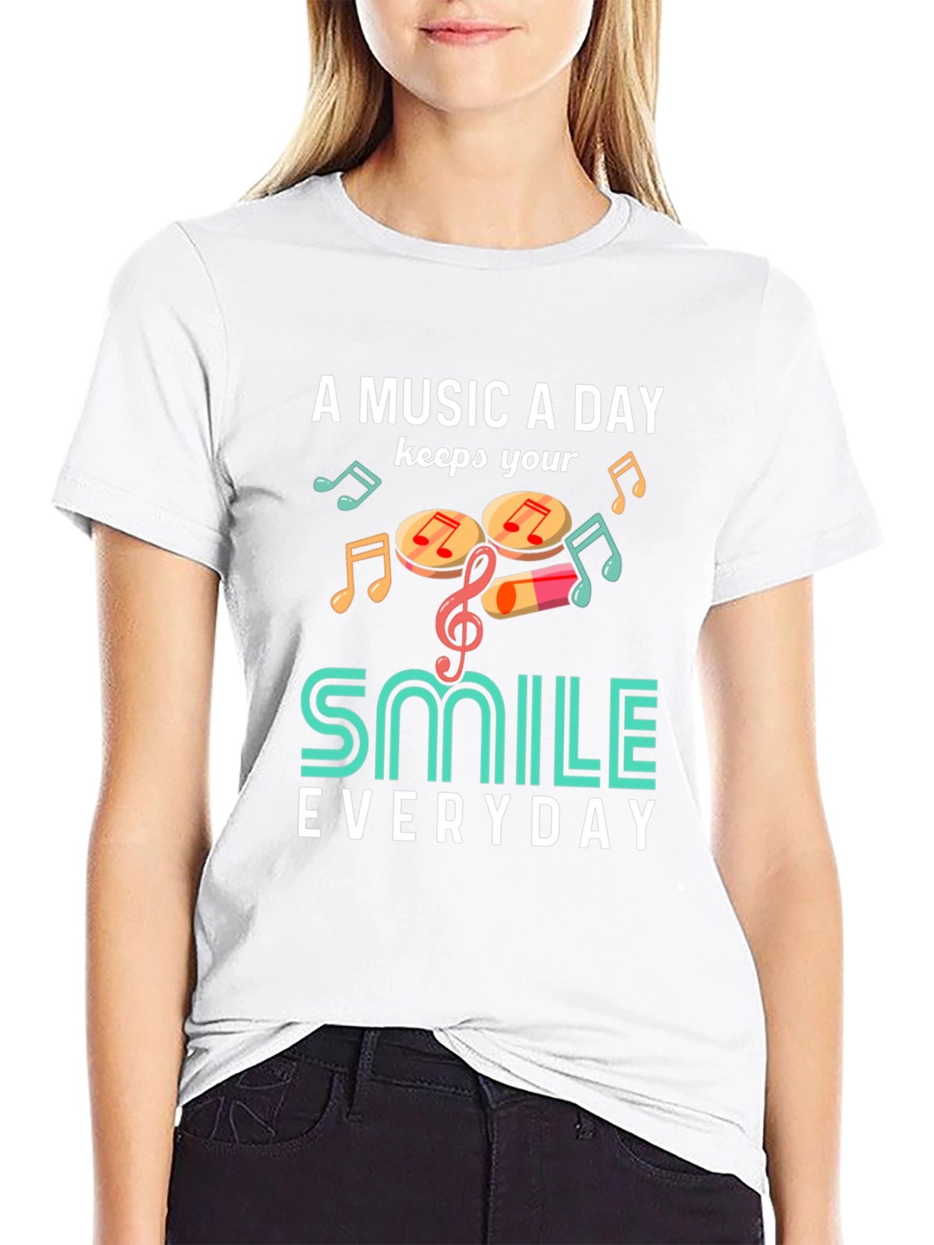 Music A Day Smile Everyday Graphic T-Shirt