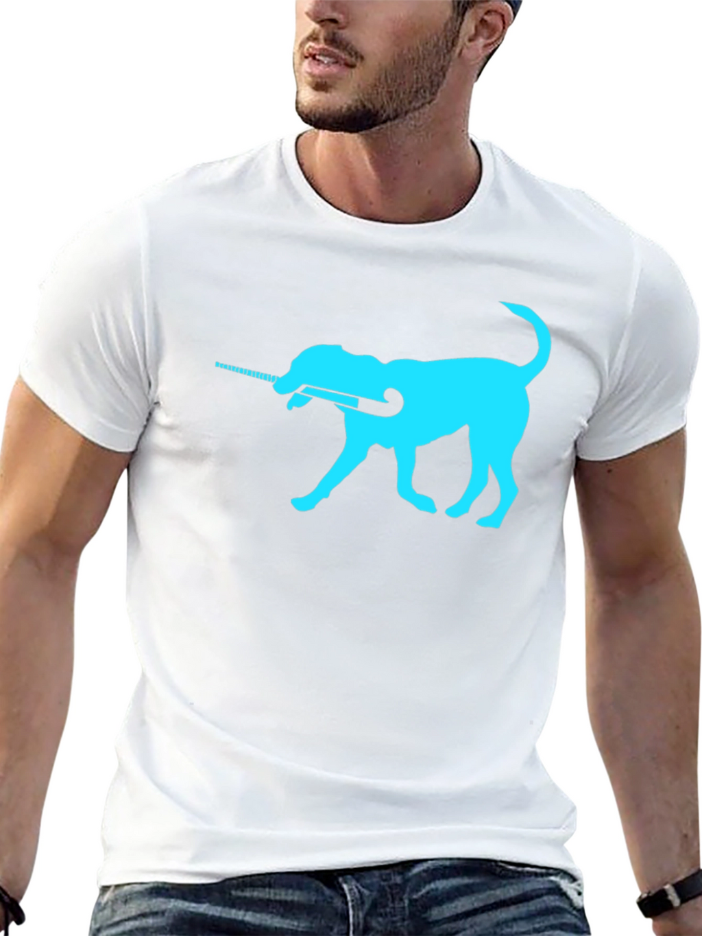 Dog with Hockey Stick Graphic Tee