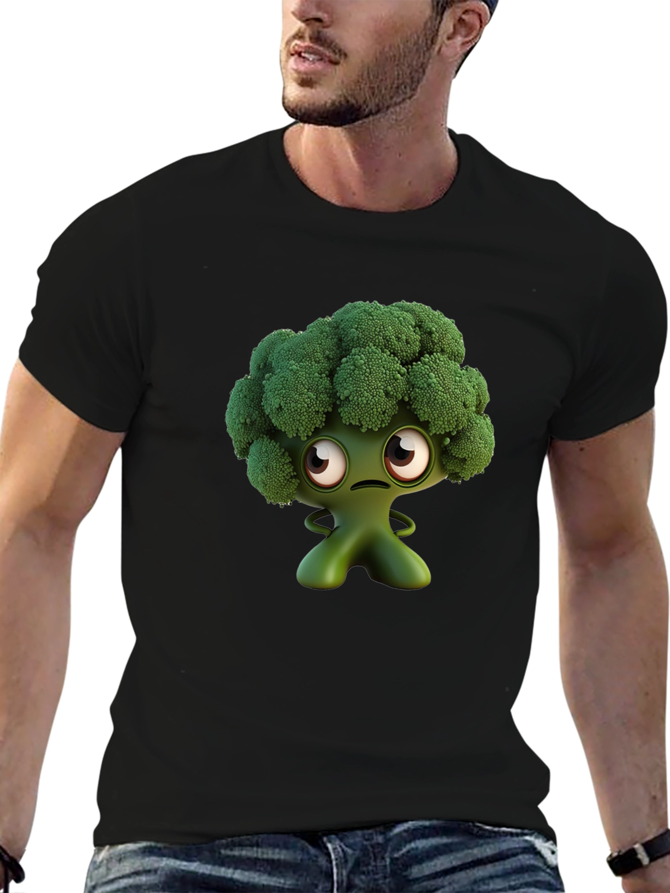 Broccoli Character Graphic Tee - Fun Food Shirt