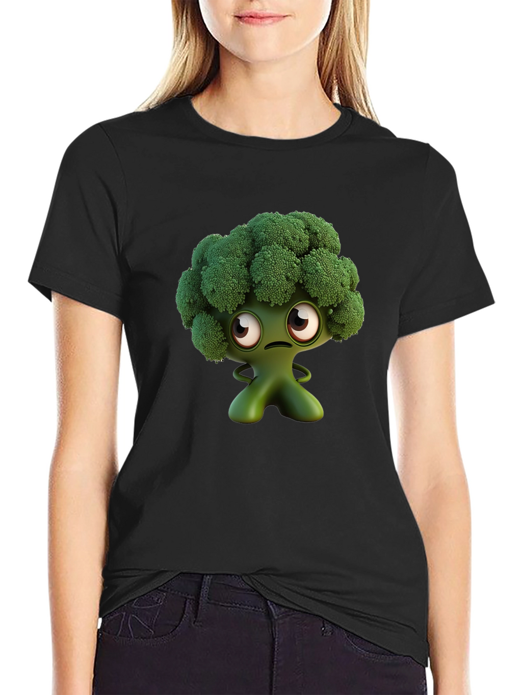 Broccoli Character Graphic Tee - Fun Food Shirt