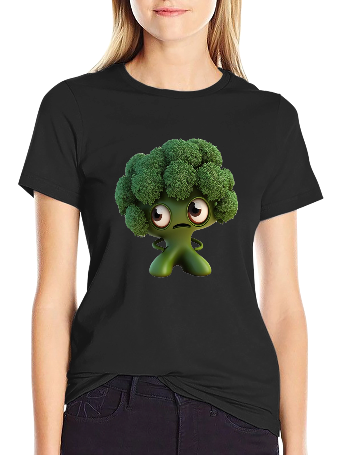 Broccoli Character Graphic Tee - Fun Food Shirt