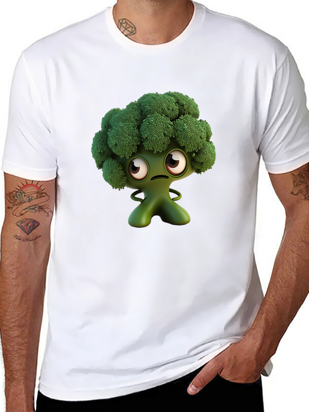 Broccoli Character Graphic Tee - Fun Food Shirt