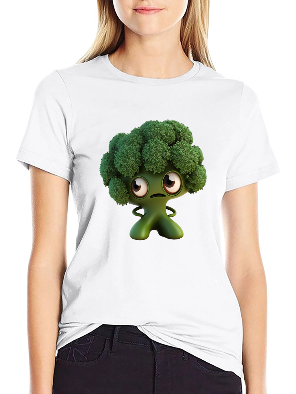 Broccoli Character Graphic Tee - Fun Food Shirt