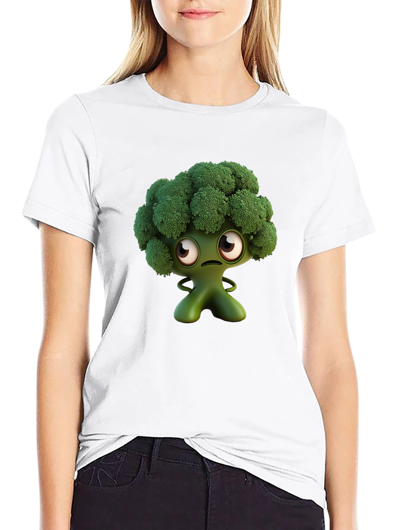 Broccoli Character Graphic Tee - Fun Food Shirt