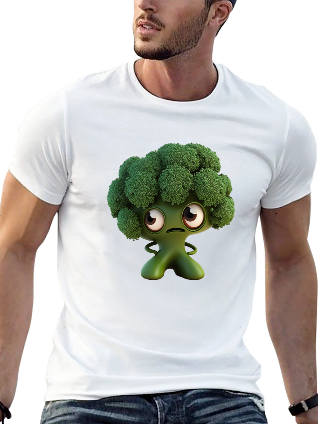 Broccoli Character Graphic Tee - Fun Food Shirt