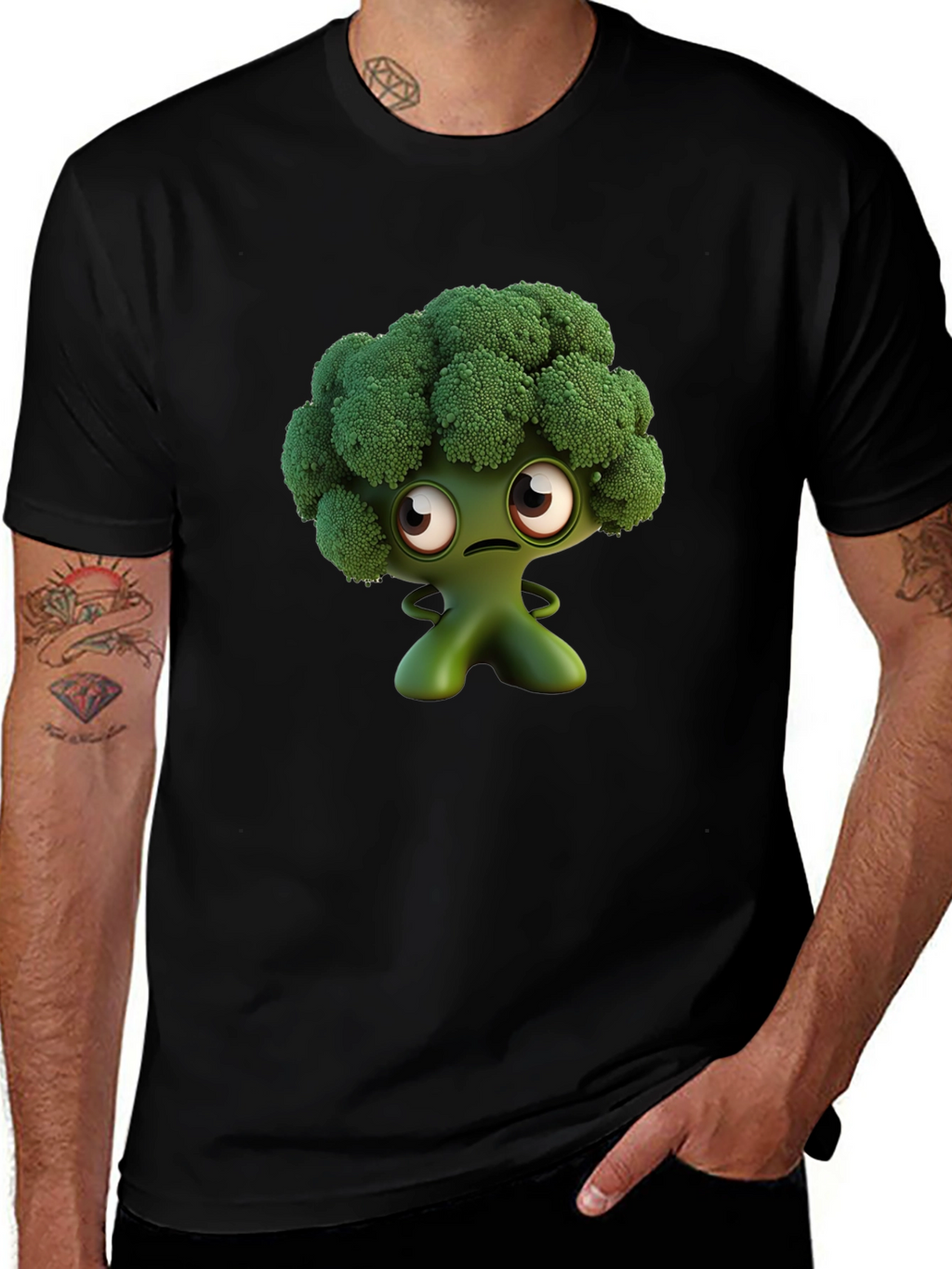 Broccoli Character Graphic Tee - Fun Food Shirt