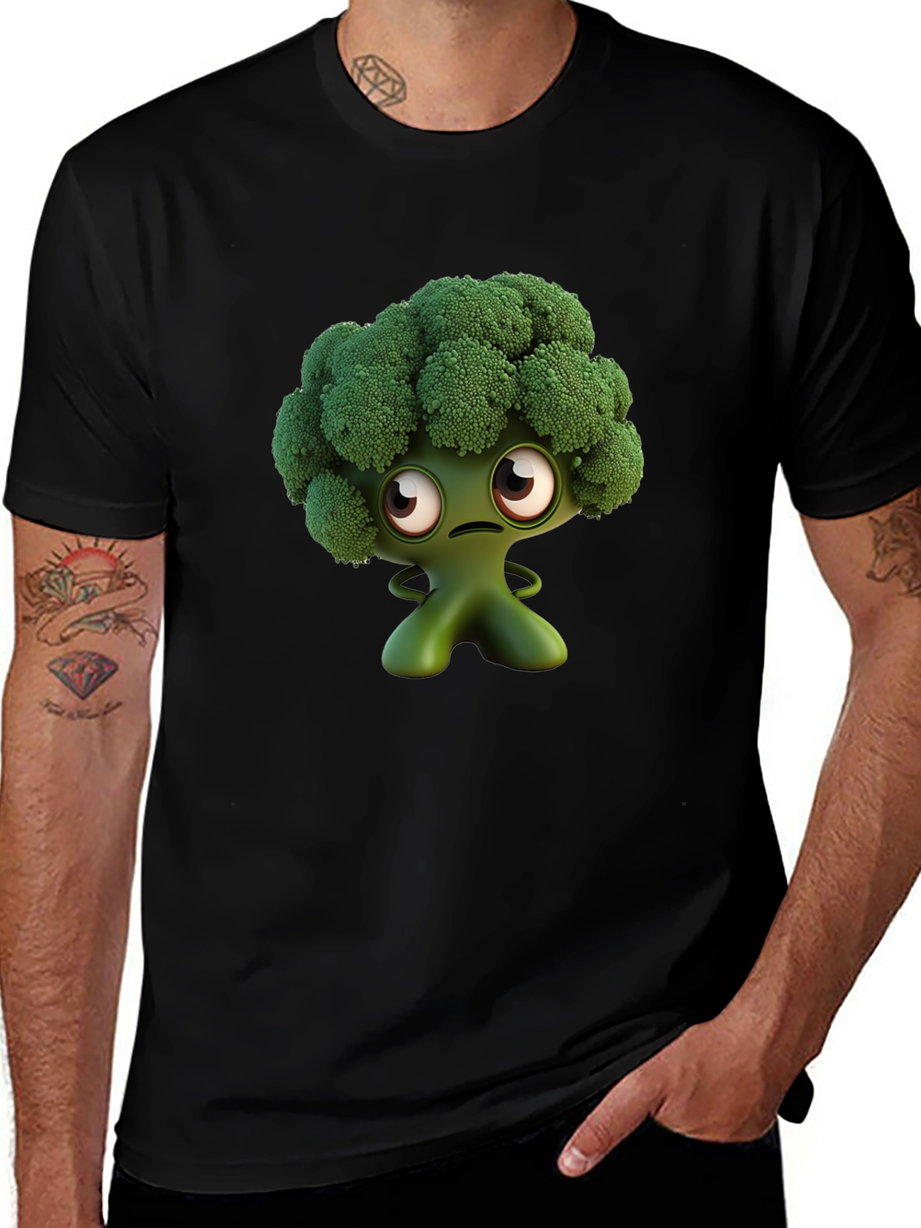 Broccoli Character Graphic Tee - Fun Food Shirt