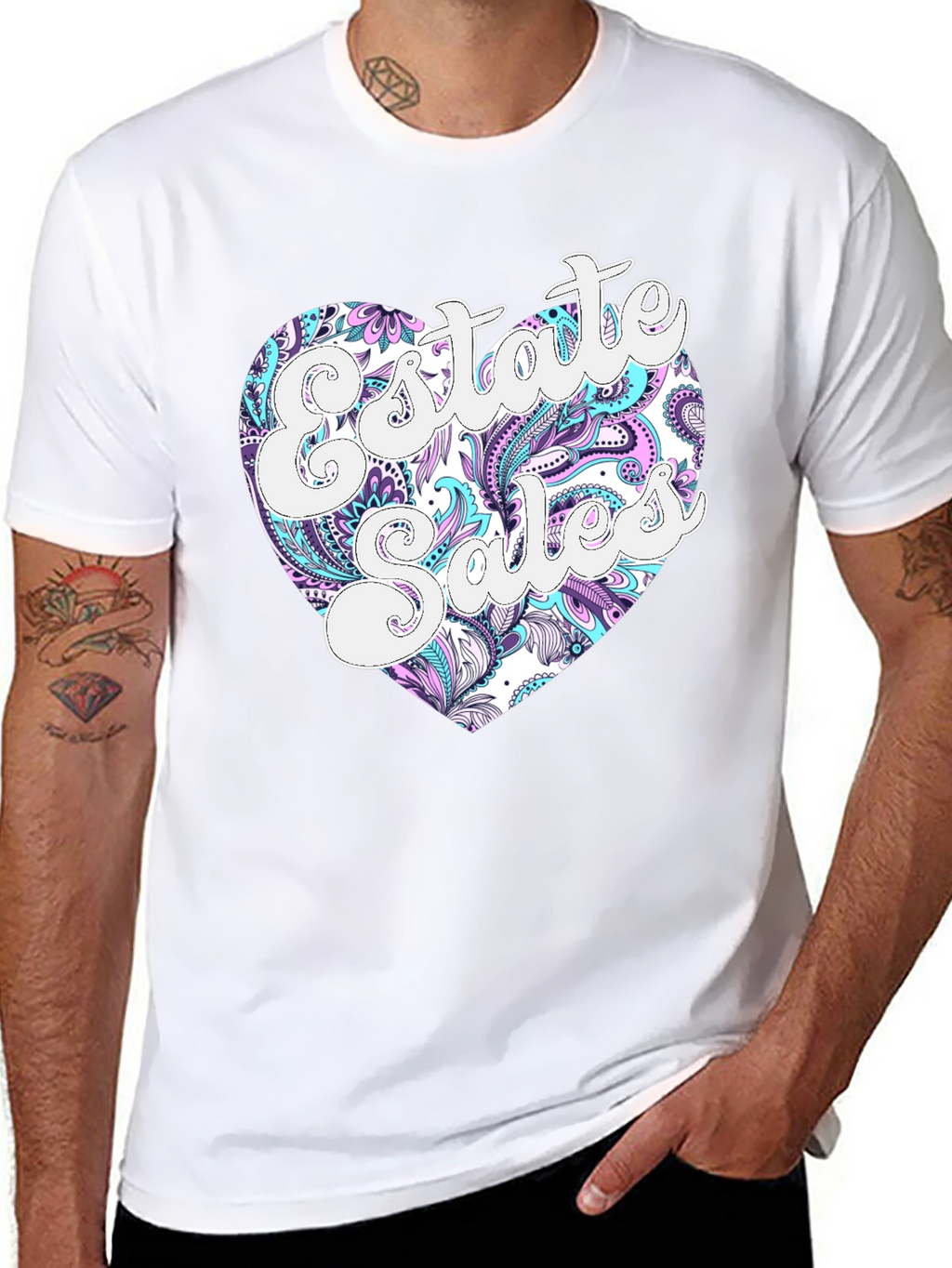 Estate Sales Heart Graphic Black T-Shirt