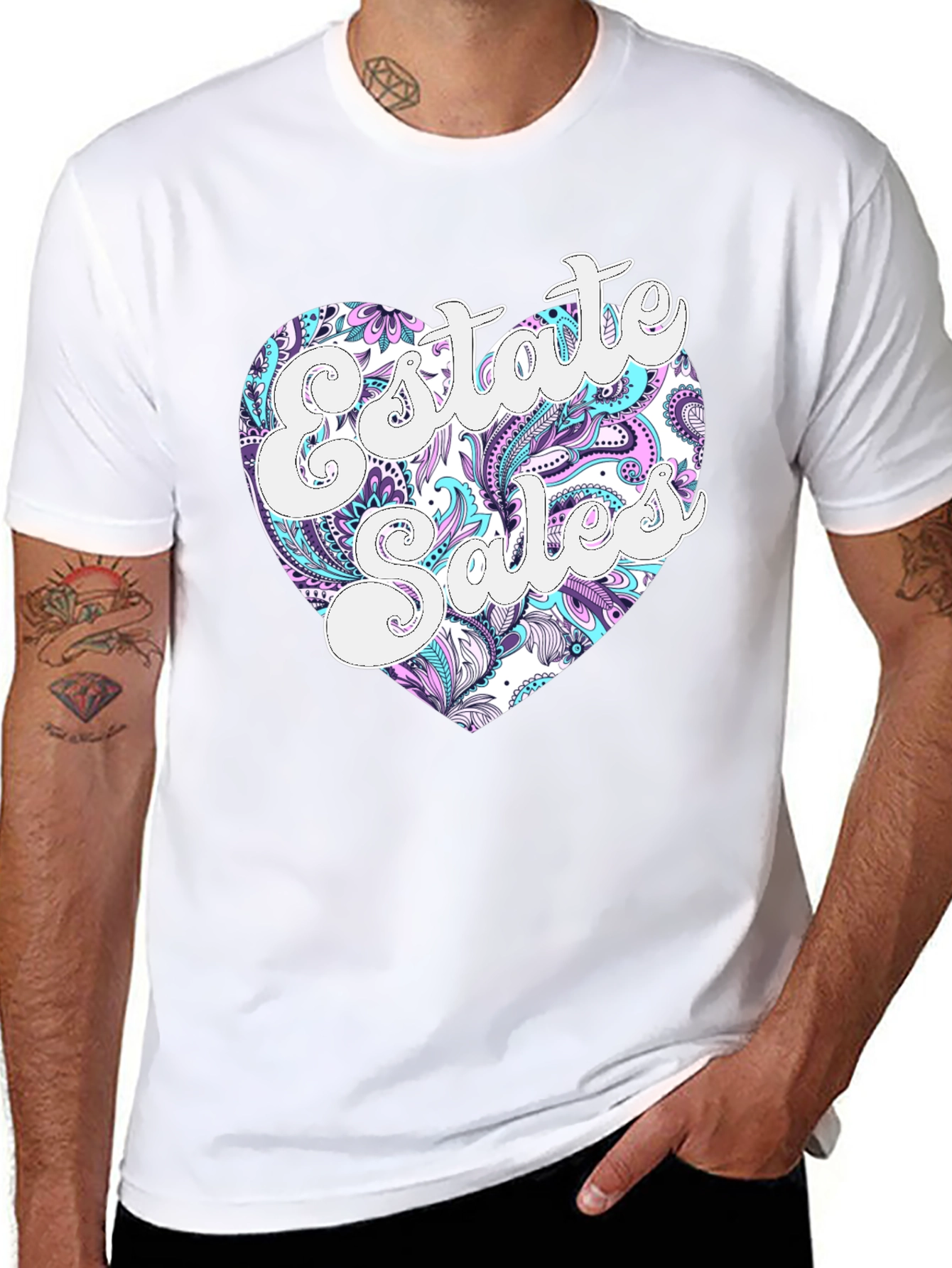 Estate Sales Heart Graphic Black T-Shirt