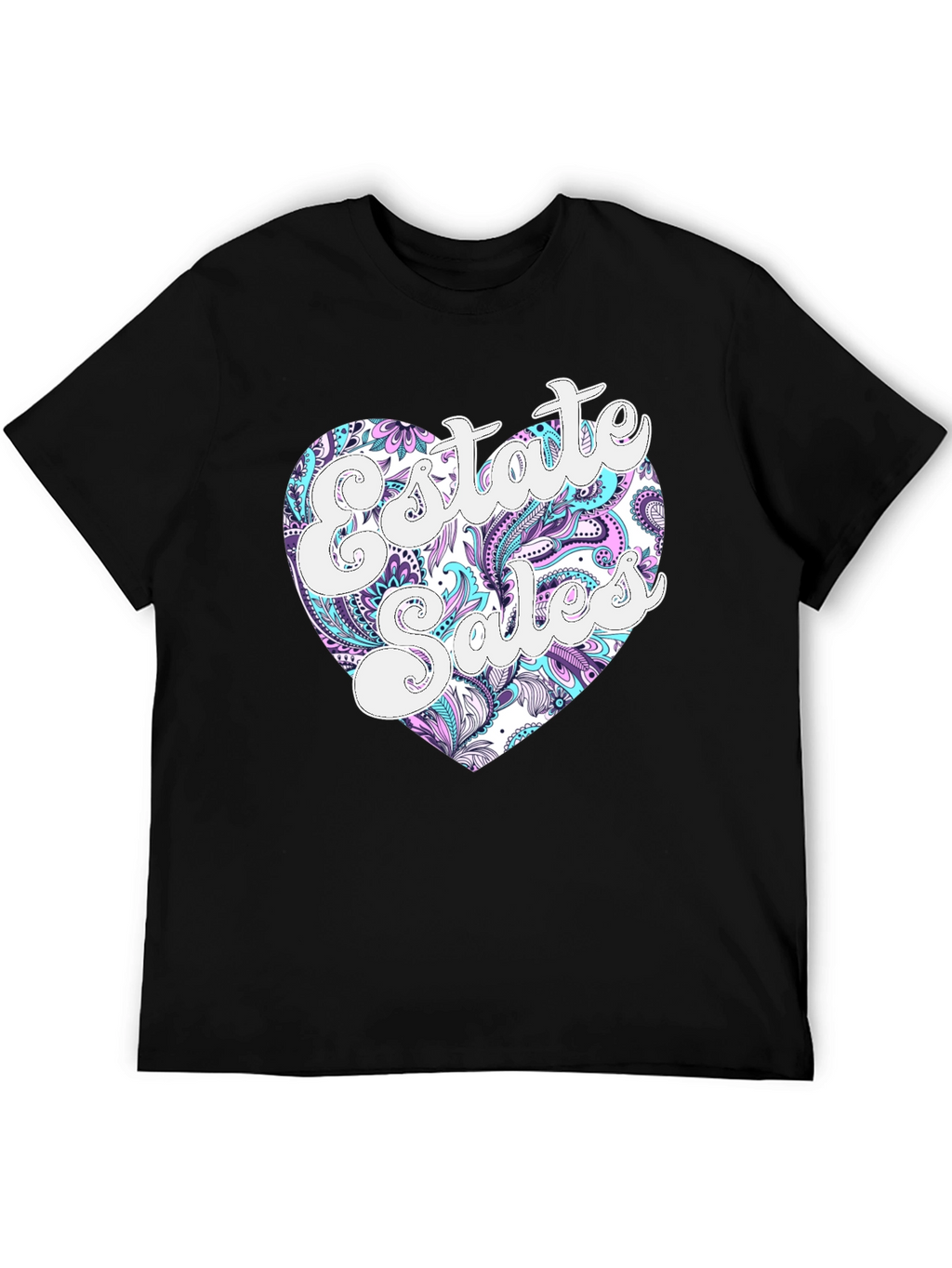 Estate Sales Heart Graphic Black T-Shirt