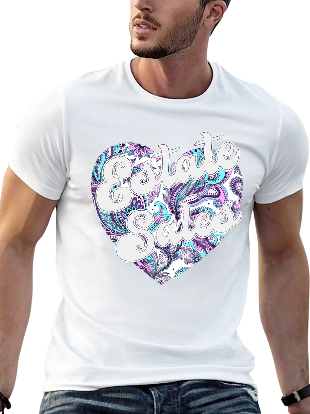 Estate Sales Heart Graphic Black T-Shirt