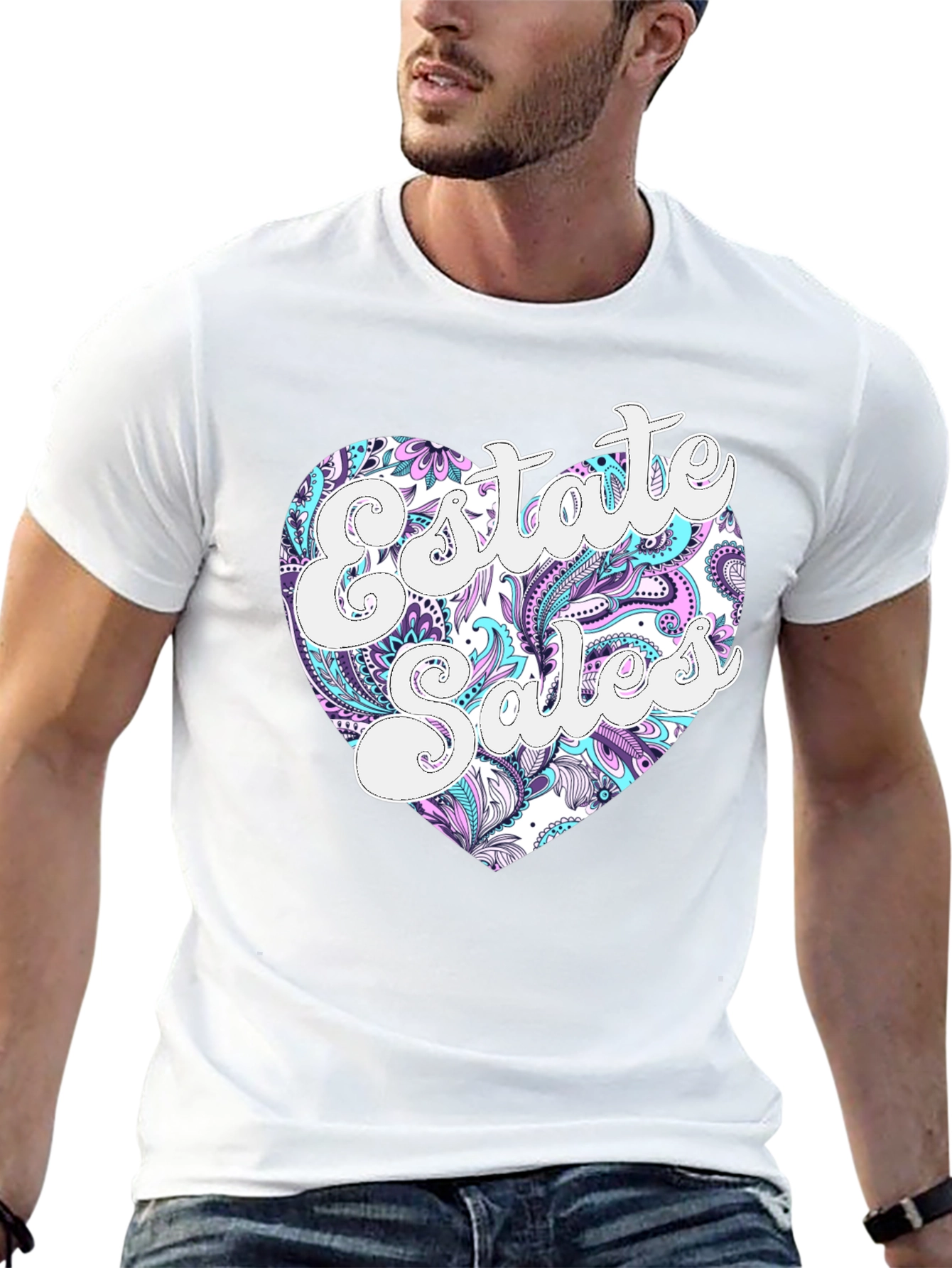 Estate Sales Heart Graphic Black T-Shirt