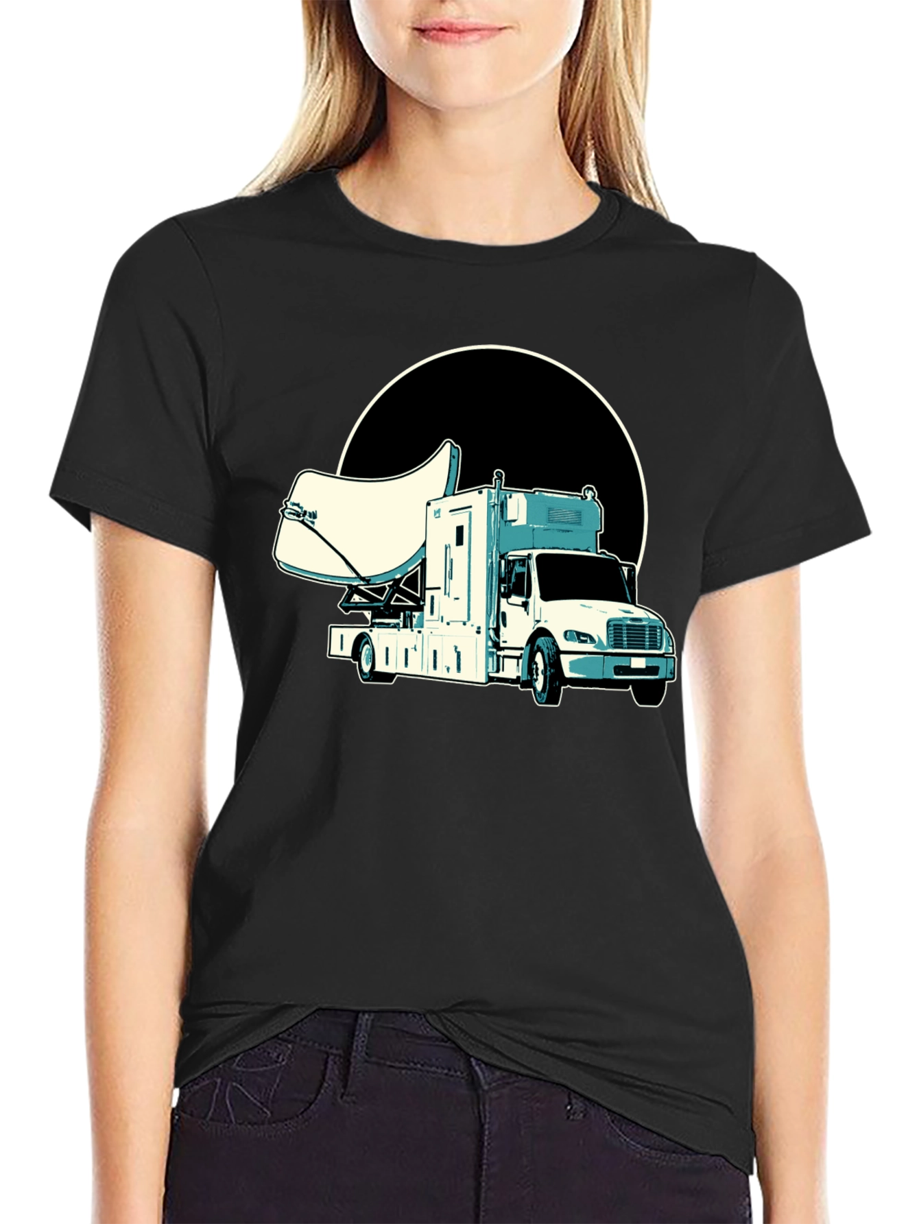 Satellite Truck T-Shirt - Cool Black Tee