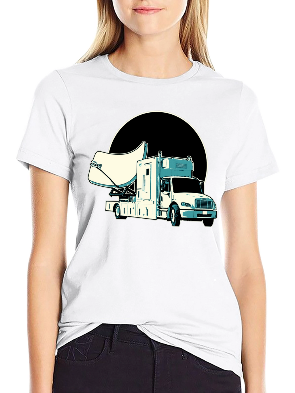 Satellite Truck T-Shirt - Cool Black Tee