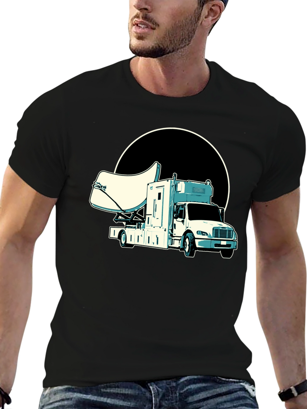 Satellite Truck T-Shirt - Cool Black Tee