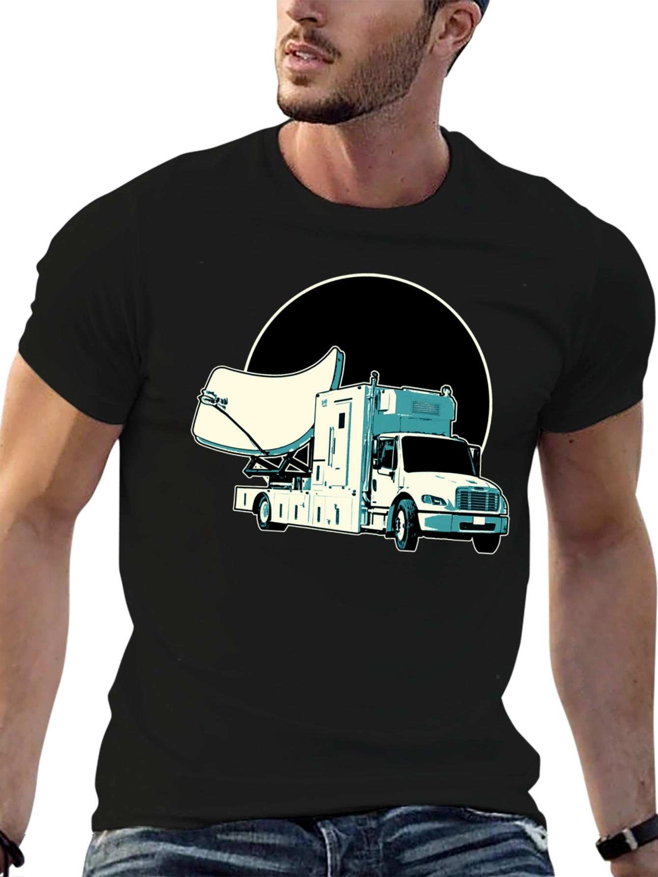 Satellite Truck T-Shirt - Cool Black Tee