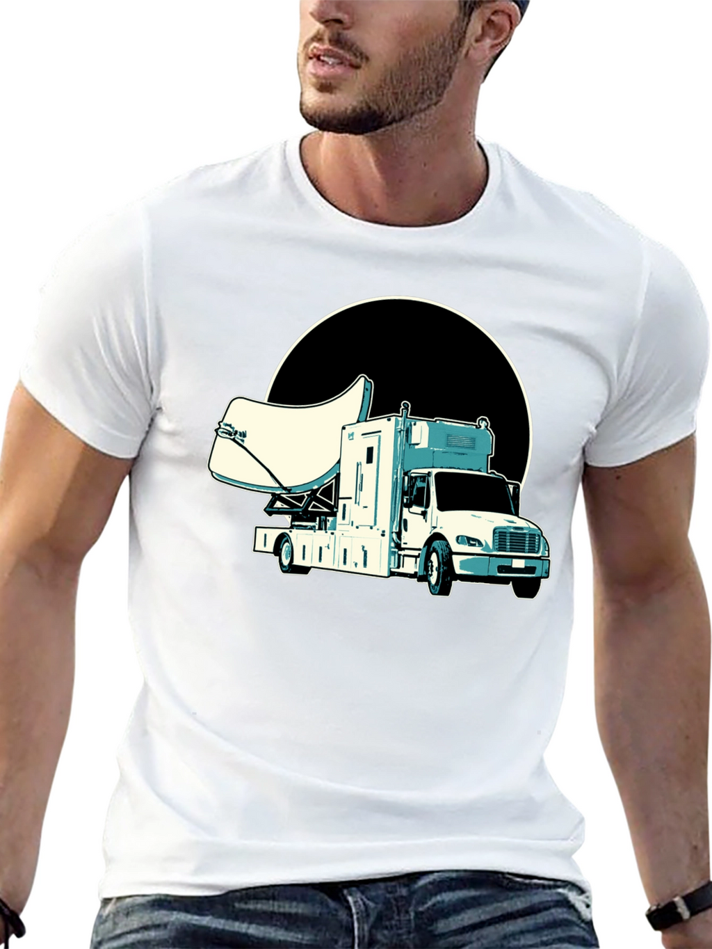Satellite Truck T-Shirt - Cool Black Tee