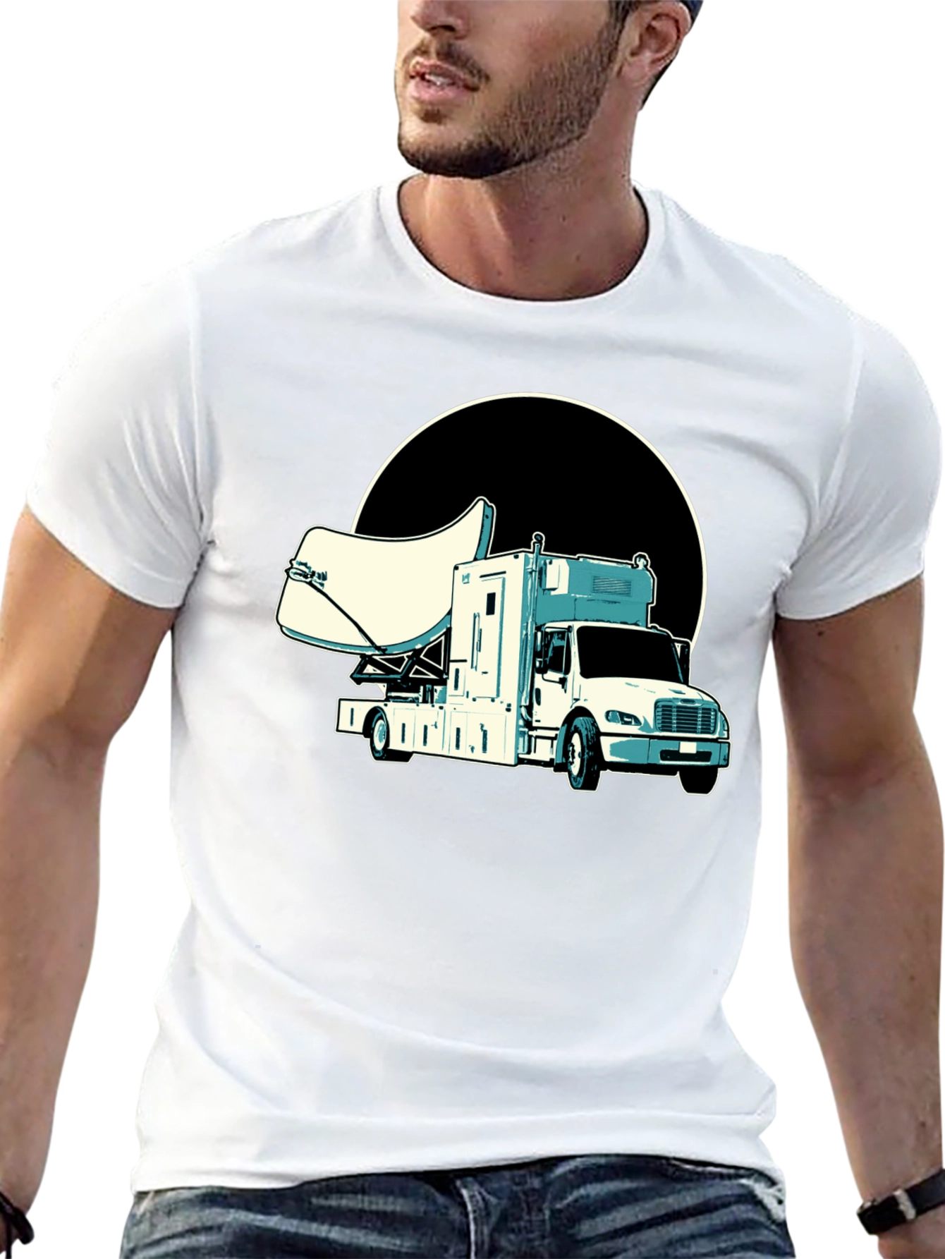 Satellite Truck T-Shirt - Cool Black Tee