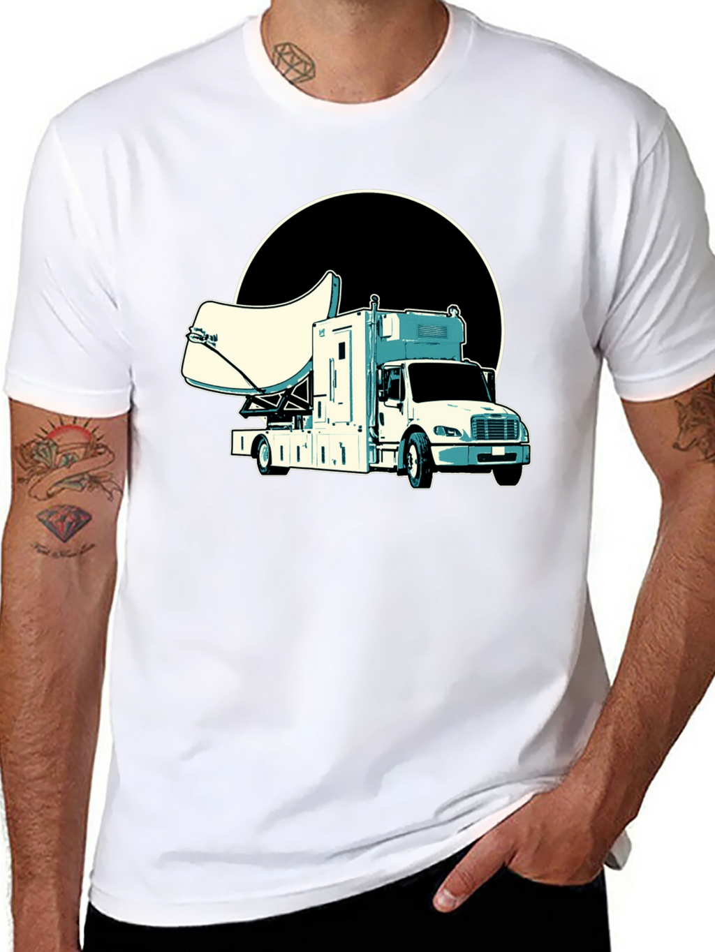 Satellite Truck T-Shirt - Cool Black Tee