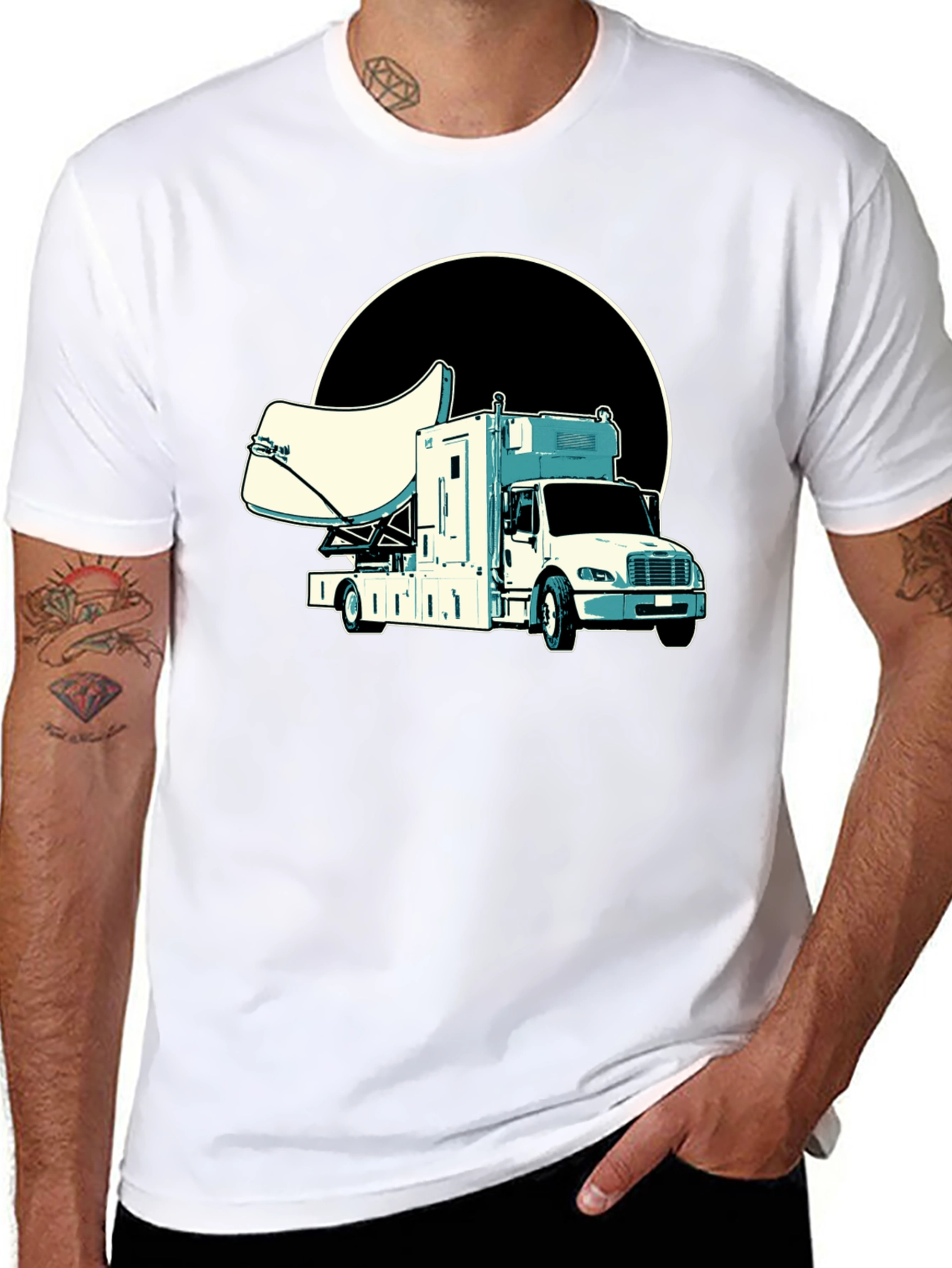 Satellite Truck T-Shirt - Cool Black Tee