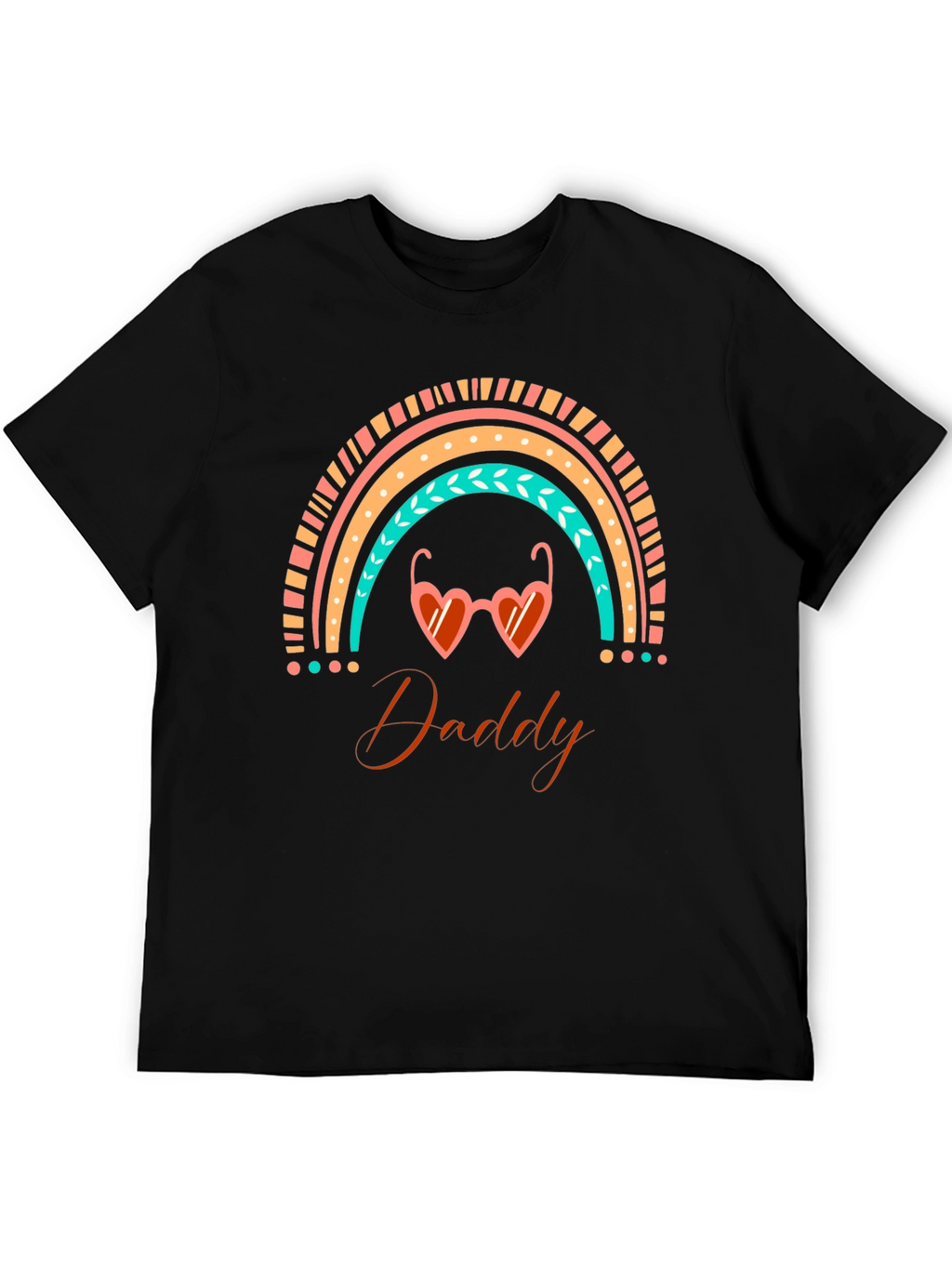 Daddy Rainbow Heart Sunglasses Black T-Shirt