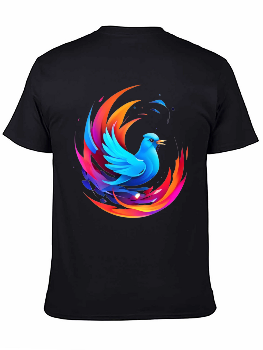 Phoenix Bird Graphic Print Black T-Shirt