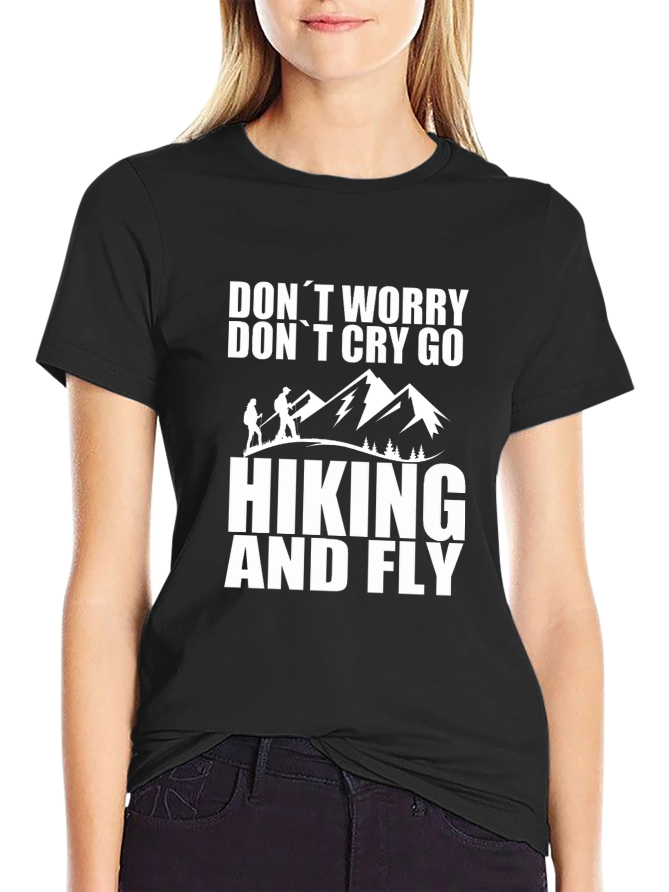 Hiking and Fly Black Graphic T-Shirt