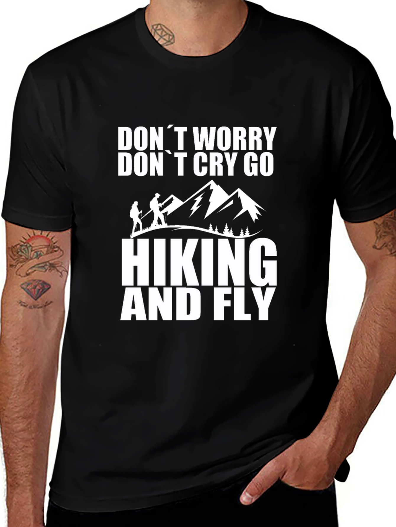 Hiking and Fly Black Graphic T-Shirt