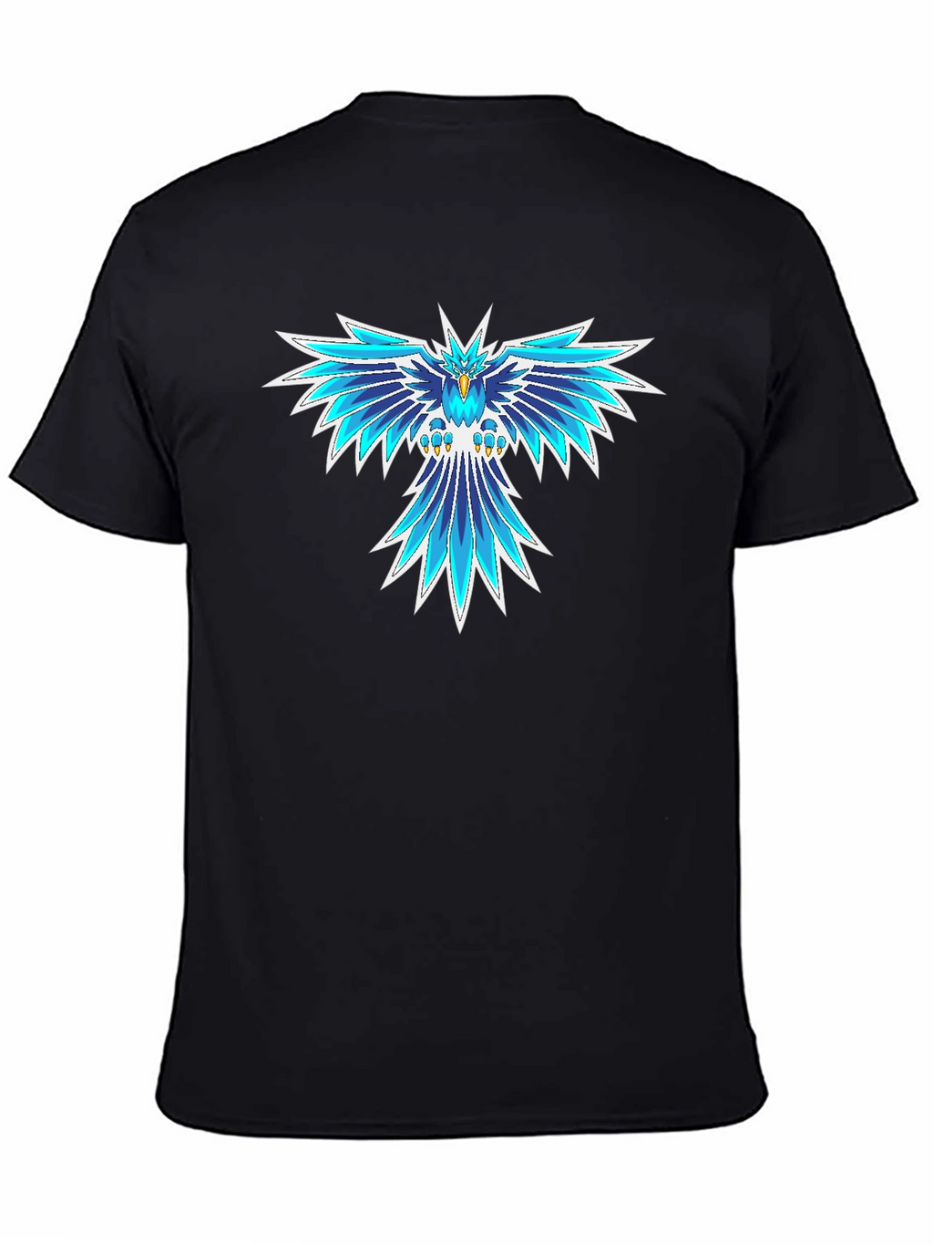 Cool Blue Phoenix Graphic Black T-Shirt