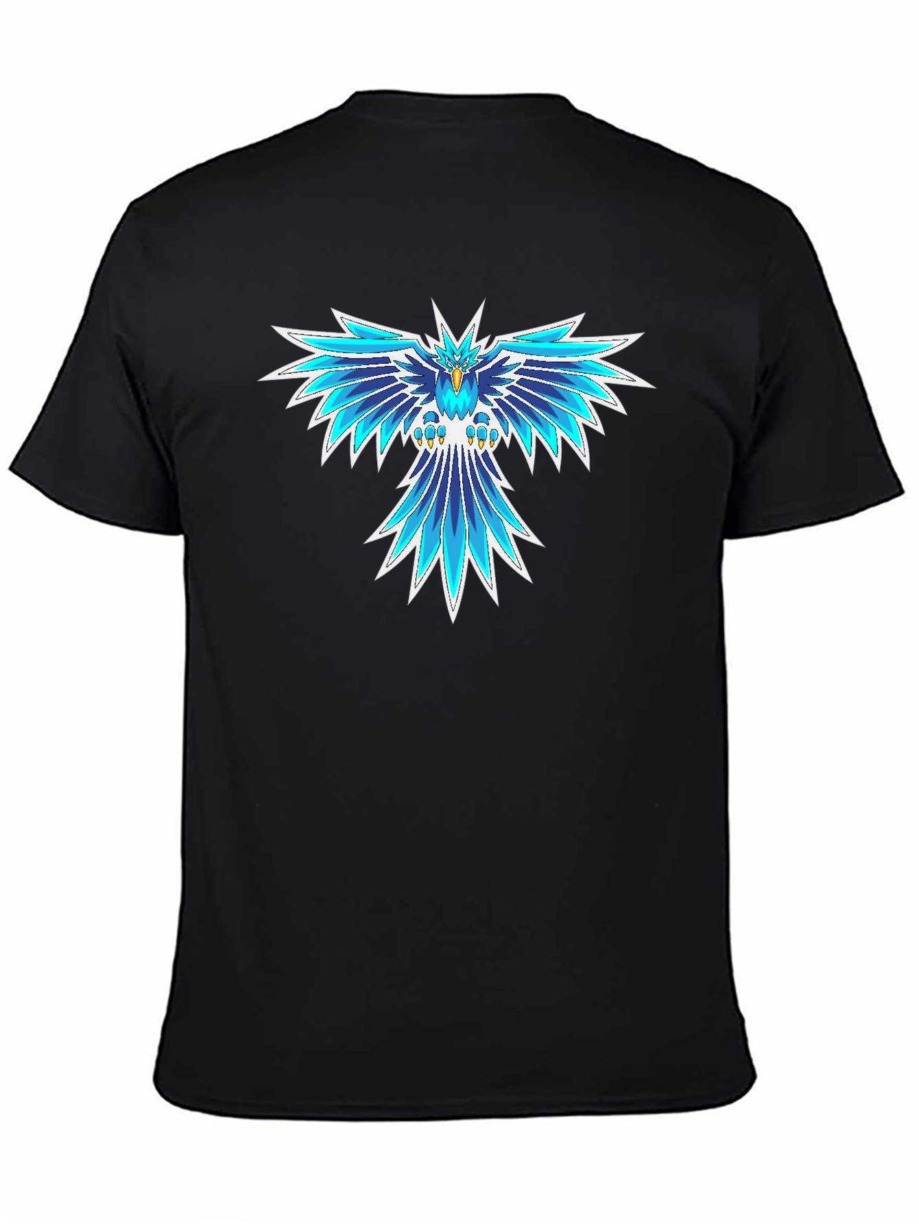 Cool Blue Phoenix Graphic Black T-Shirt