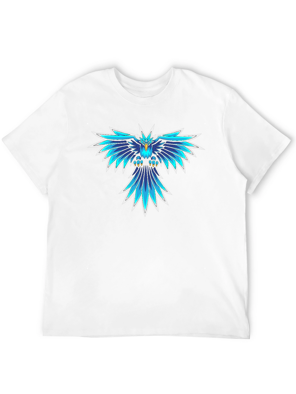Cool Blue Phoenix Graphic Black T-Shirt