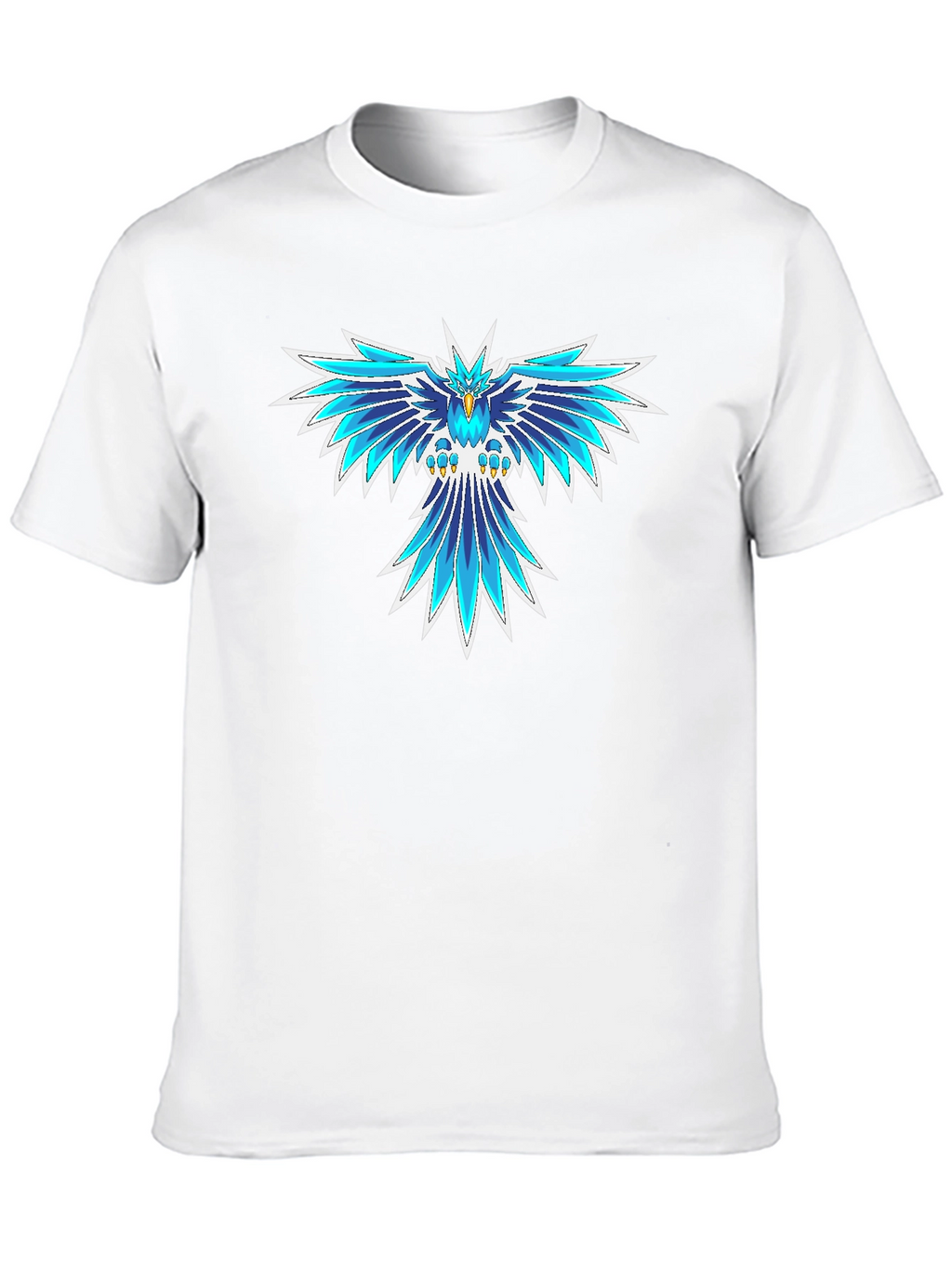 Cool Blue Phoenix Graphic Black T-Shirt