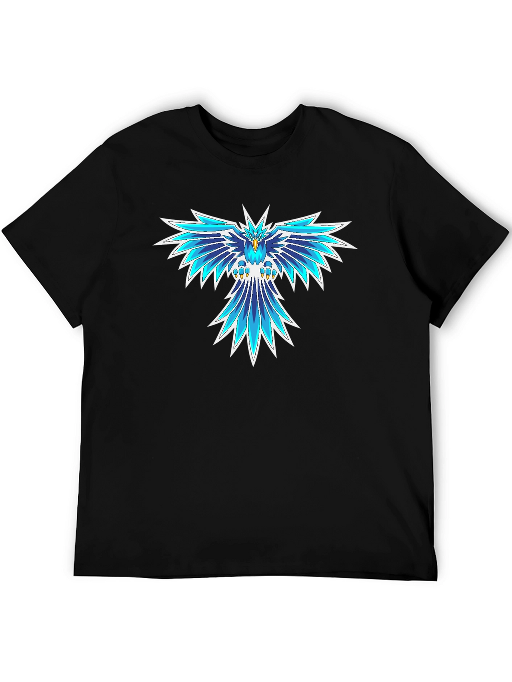 Cool Blue Phoenix Graphic Black T-Shirt