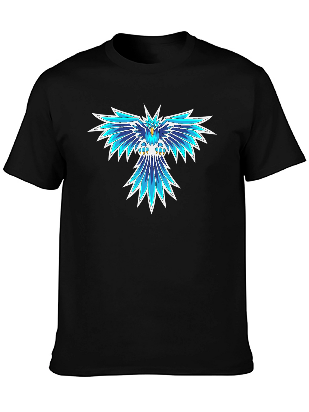 Cool Blue Phoenix Graphic Black T-Shirt