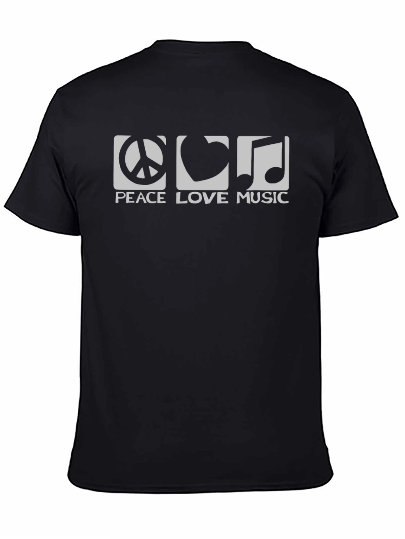 Peace Love Music Graphic Tee - Black Cotton Blend