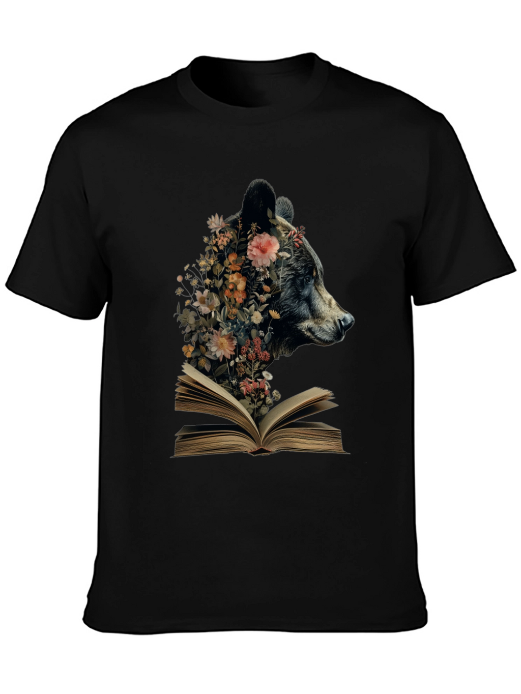 Bear & Book Graphic Tee - Literary Animal Shirt