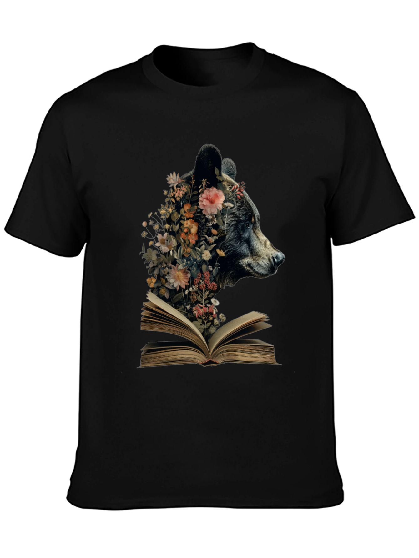 Bear & Book Graphic Tee - Literary Animal Shirt