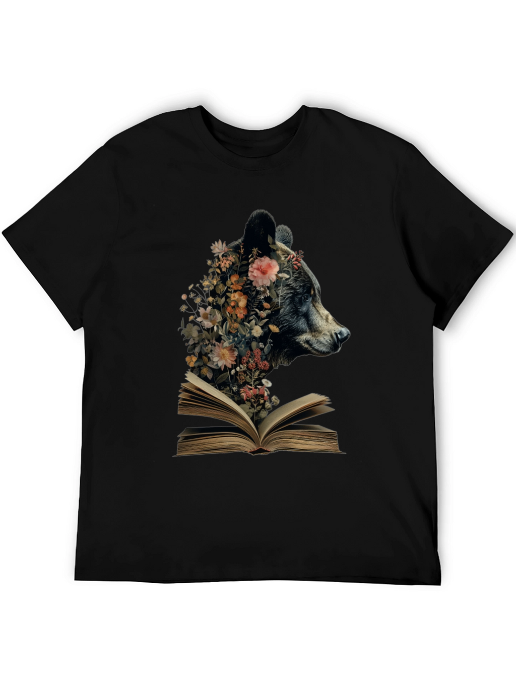 Bear & Book Graphic Tee - Literary Animal Shirt