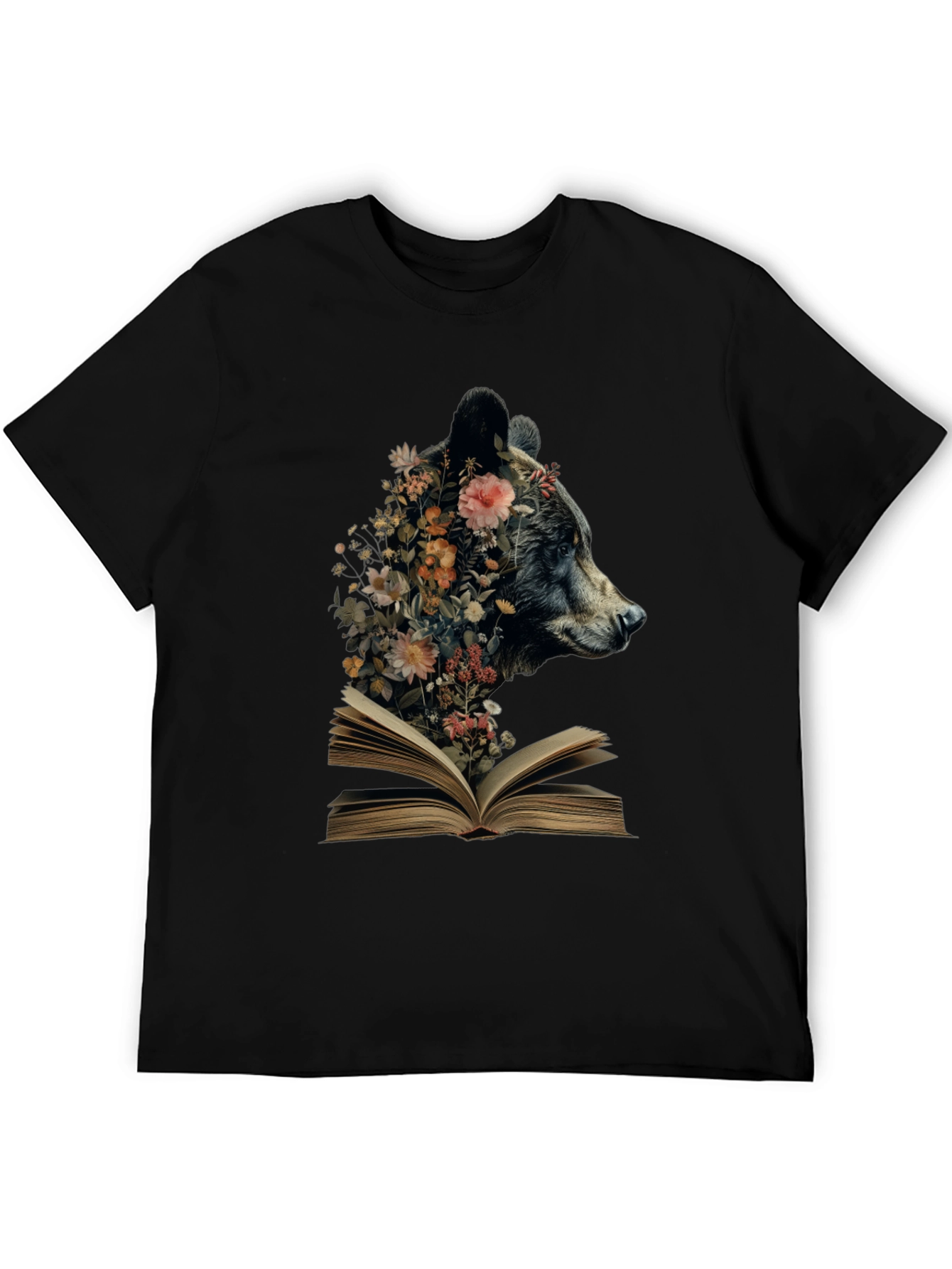 Bear & Book Graphic Tee - Literary Animal Shirt