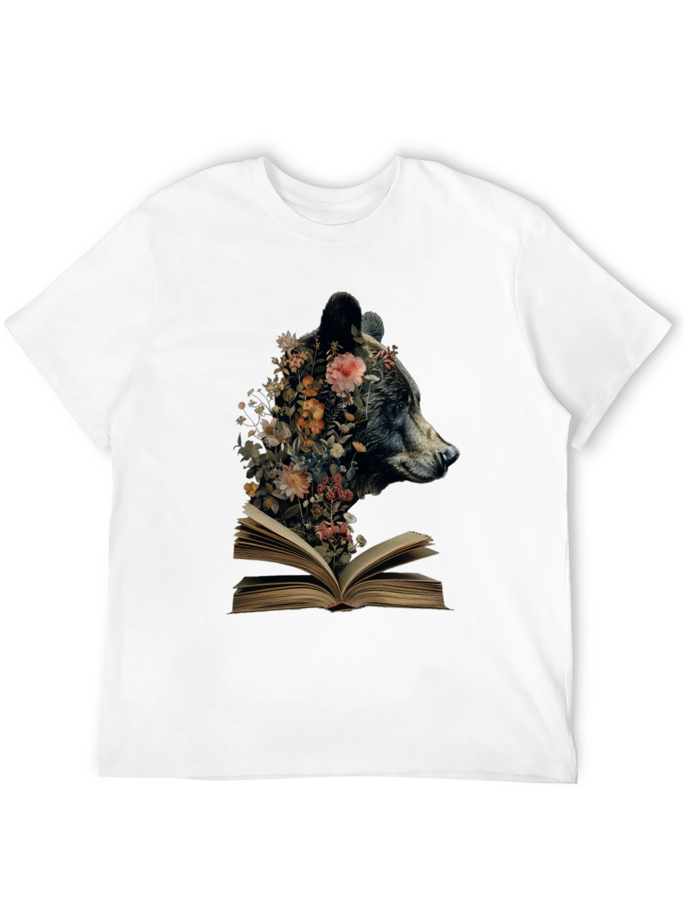 Bear & Book Graphic Tee - Literary Animal Shirt