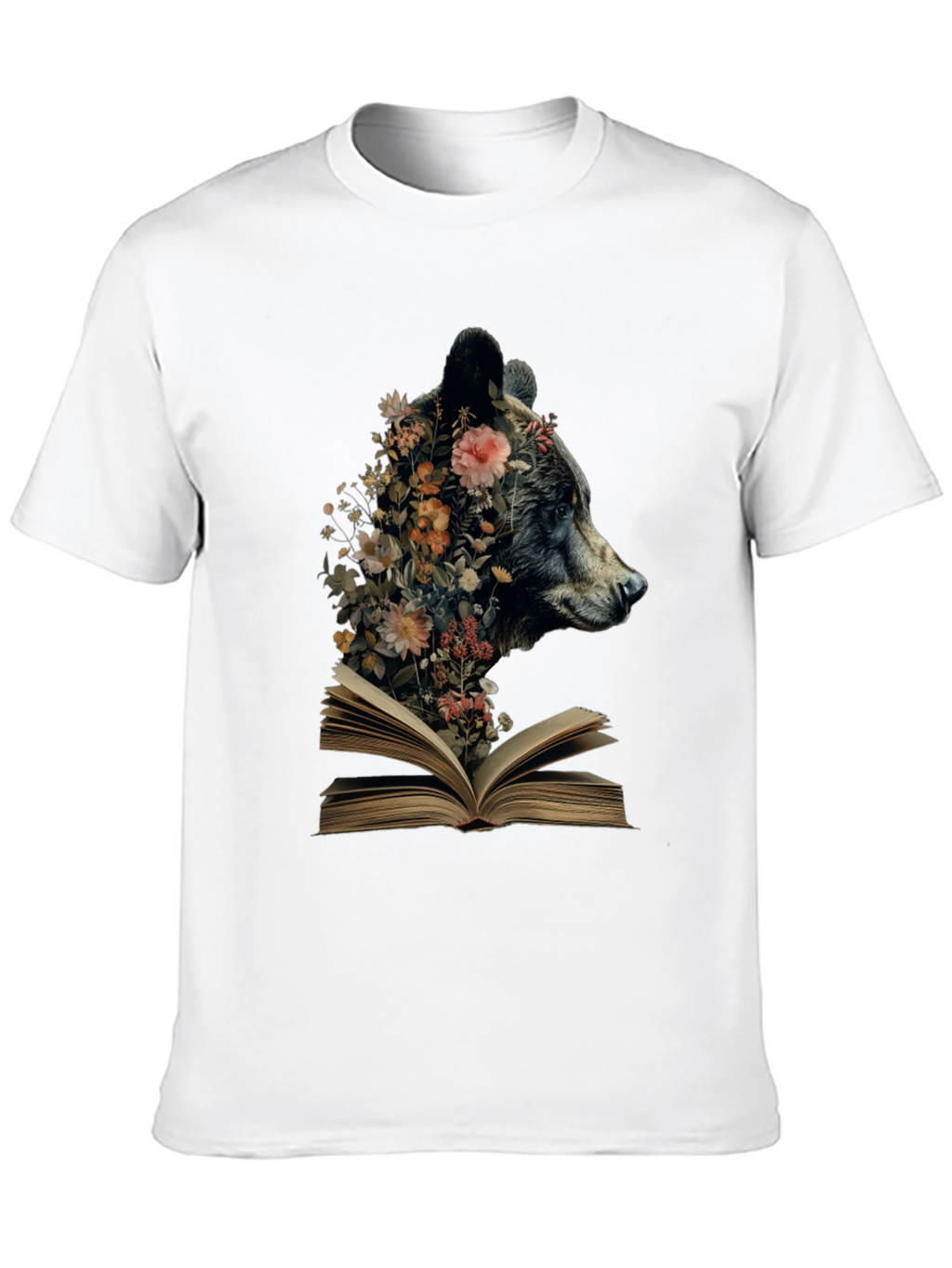 Bear & Book Graphic Tee - Literary Animal Shirt