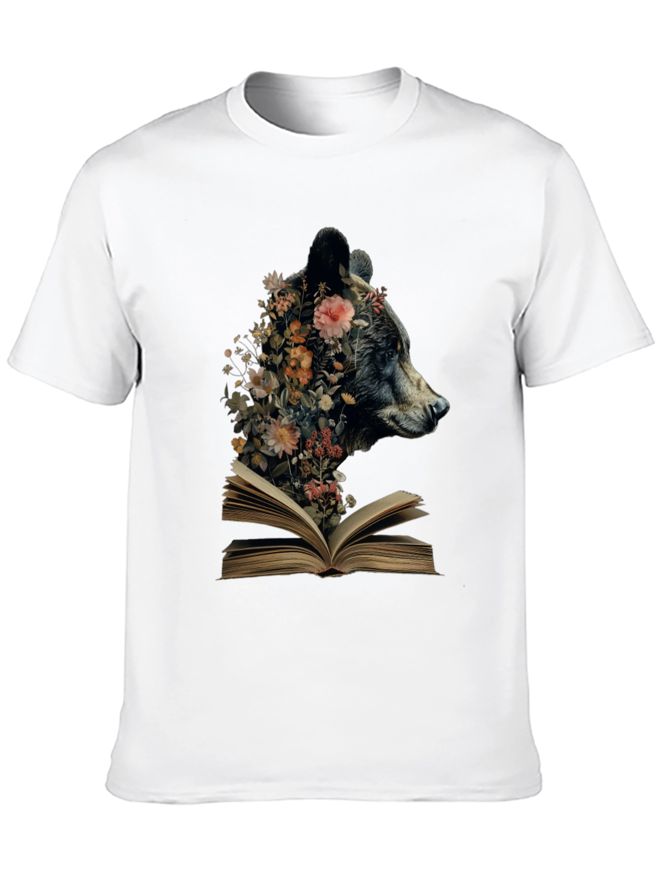 Bear & Book Graphic Tee - Literary Animal Shirt
